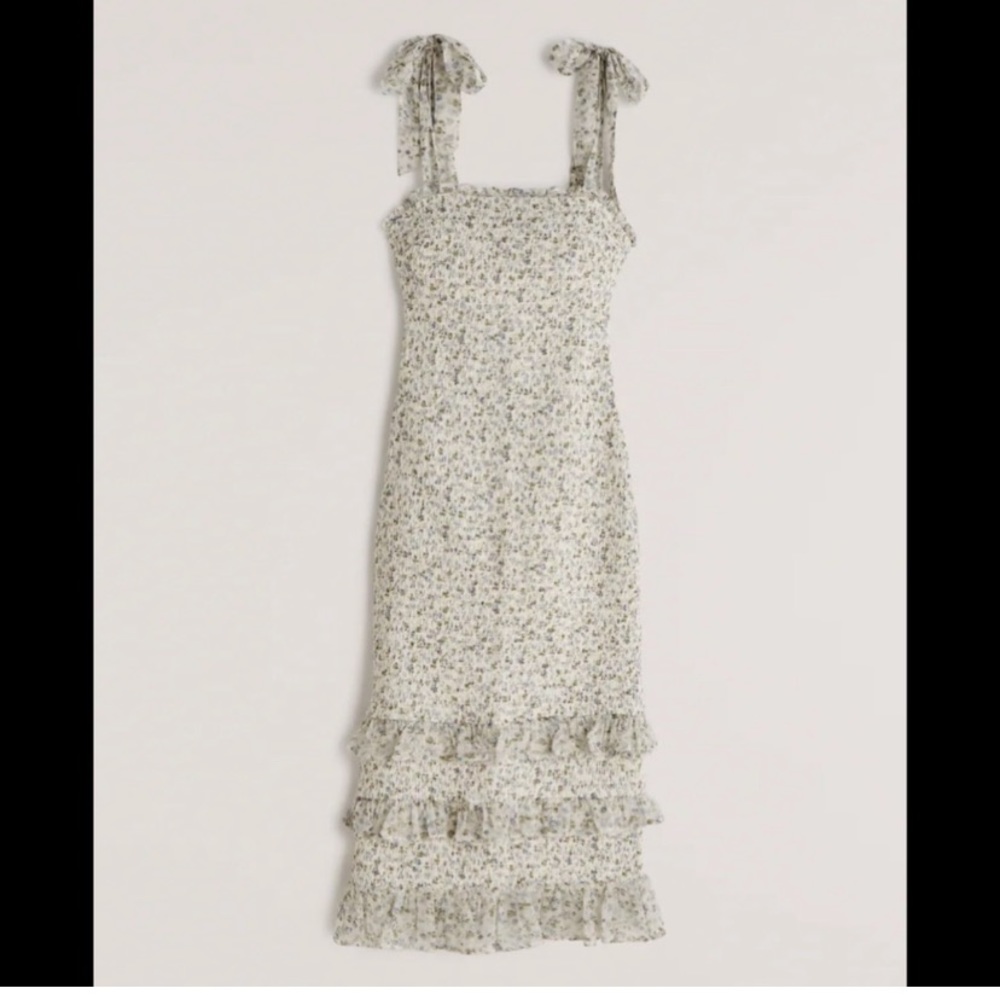 Abercrombie & Fitch smocked midi dress blue floral